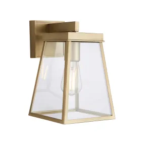 Matt Antique Brass Lantern Wall Light With Clear Glass - ID 12494