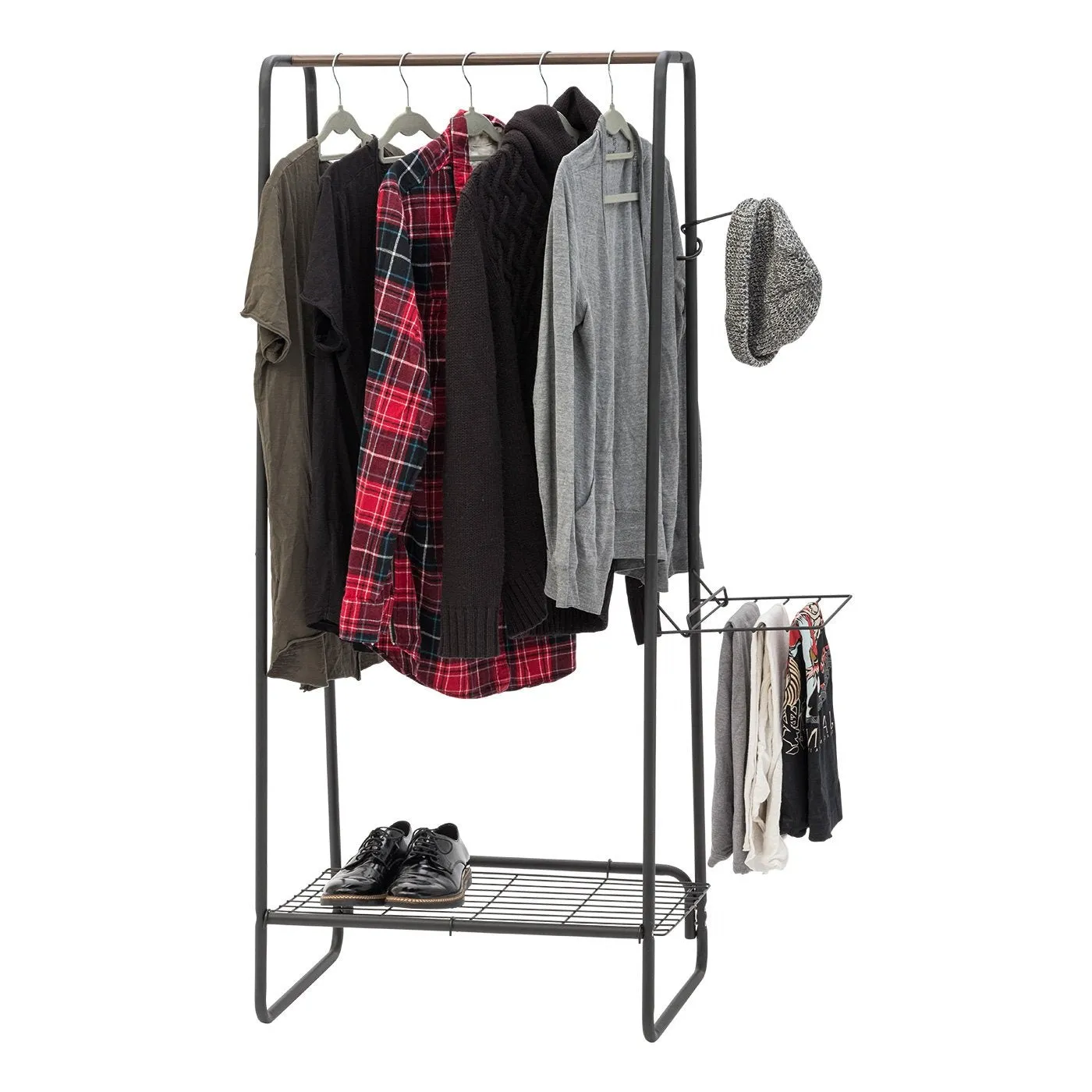 Metal Garment Rack with Wire Shelf - Medium