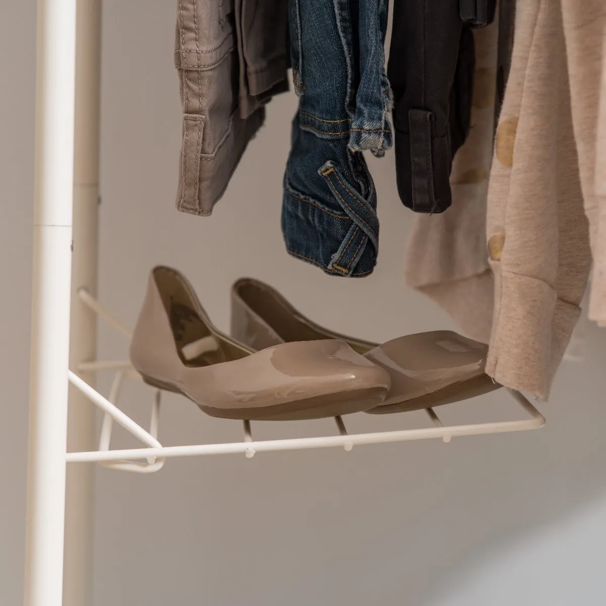 Metal Garment Rack with Wire Shelf - Medium