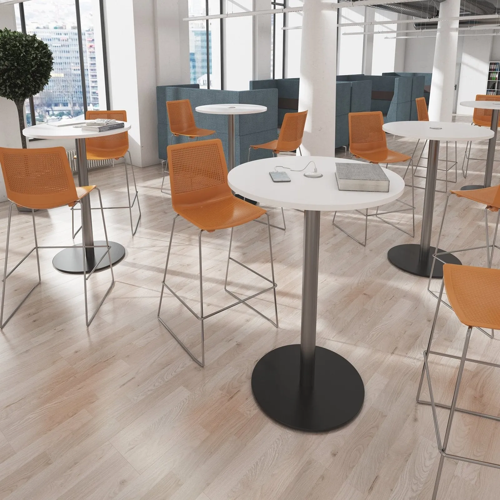 Monza circular poseur table with flat round base