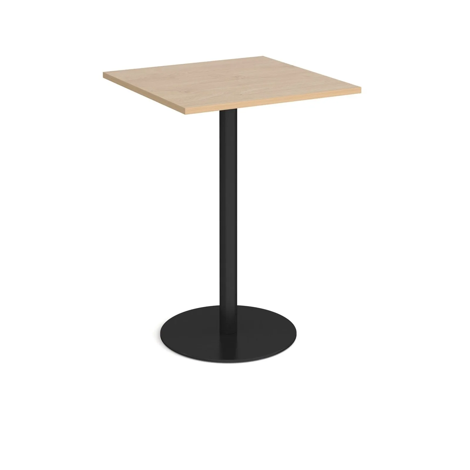 Monza square poseur table with flat round base