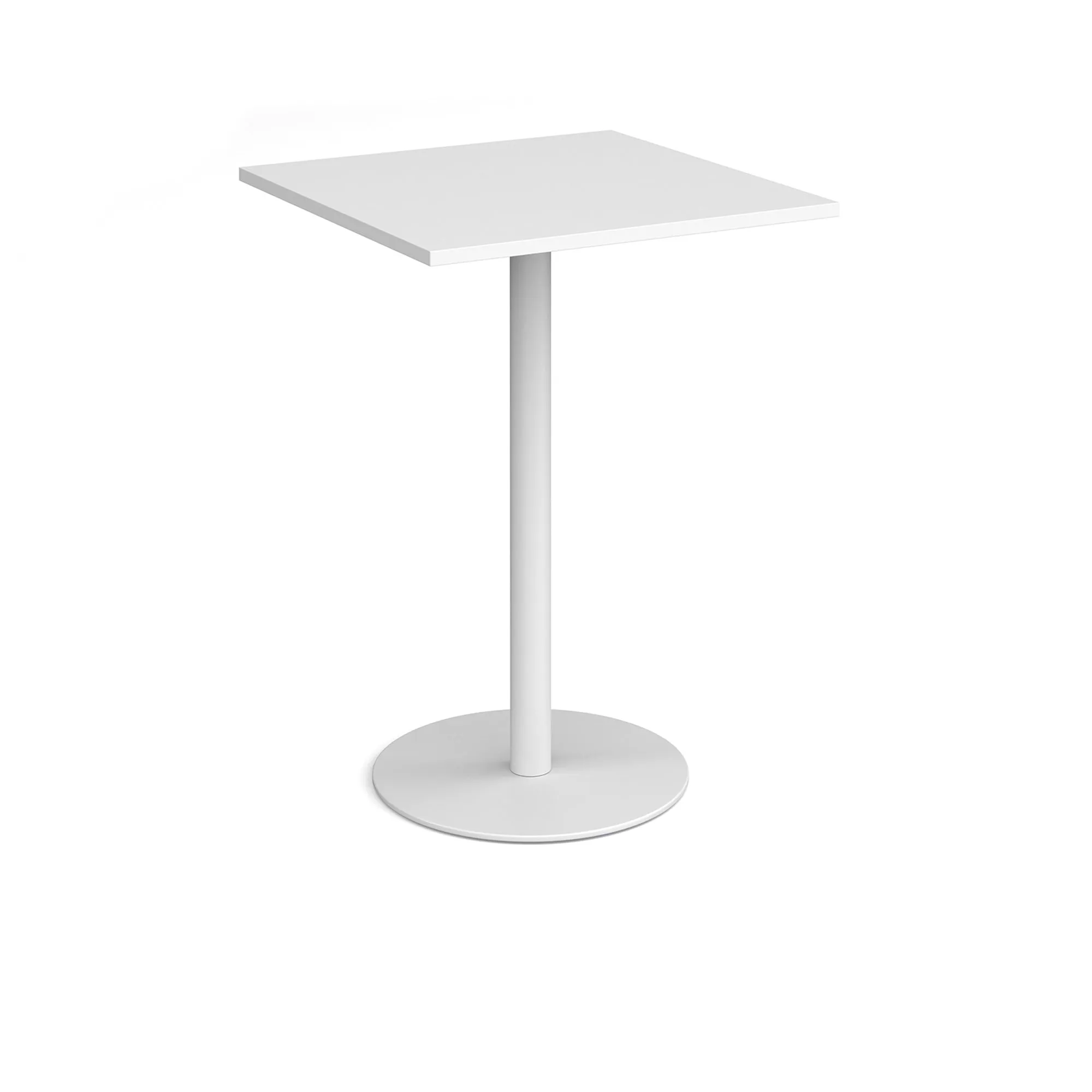 Monza square poseur table with flat round base