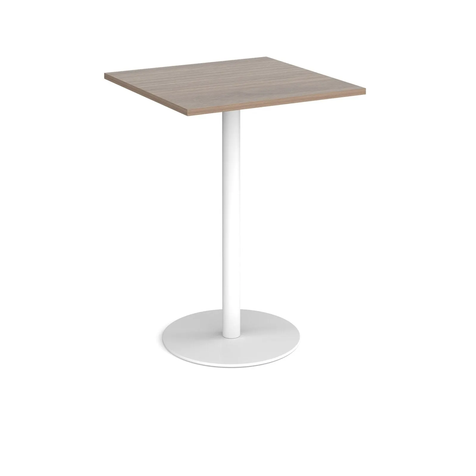 Monza square poseur table with flat round base