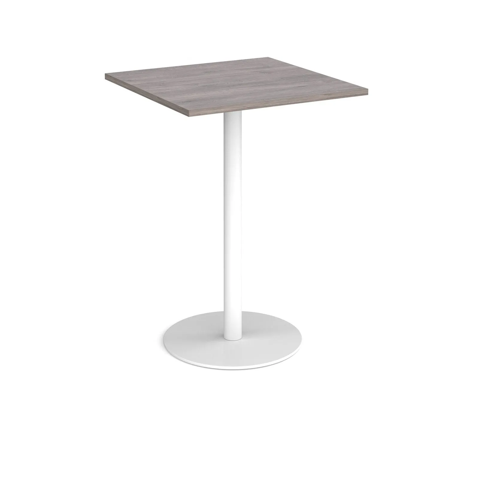 Monza square poseur table with flat round base