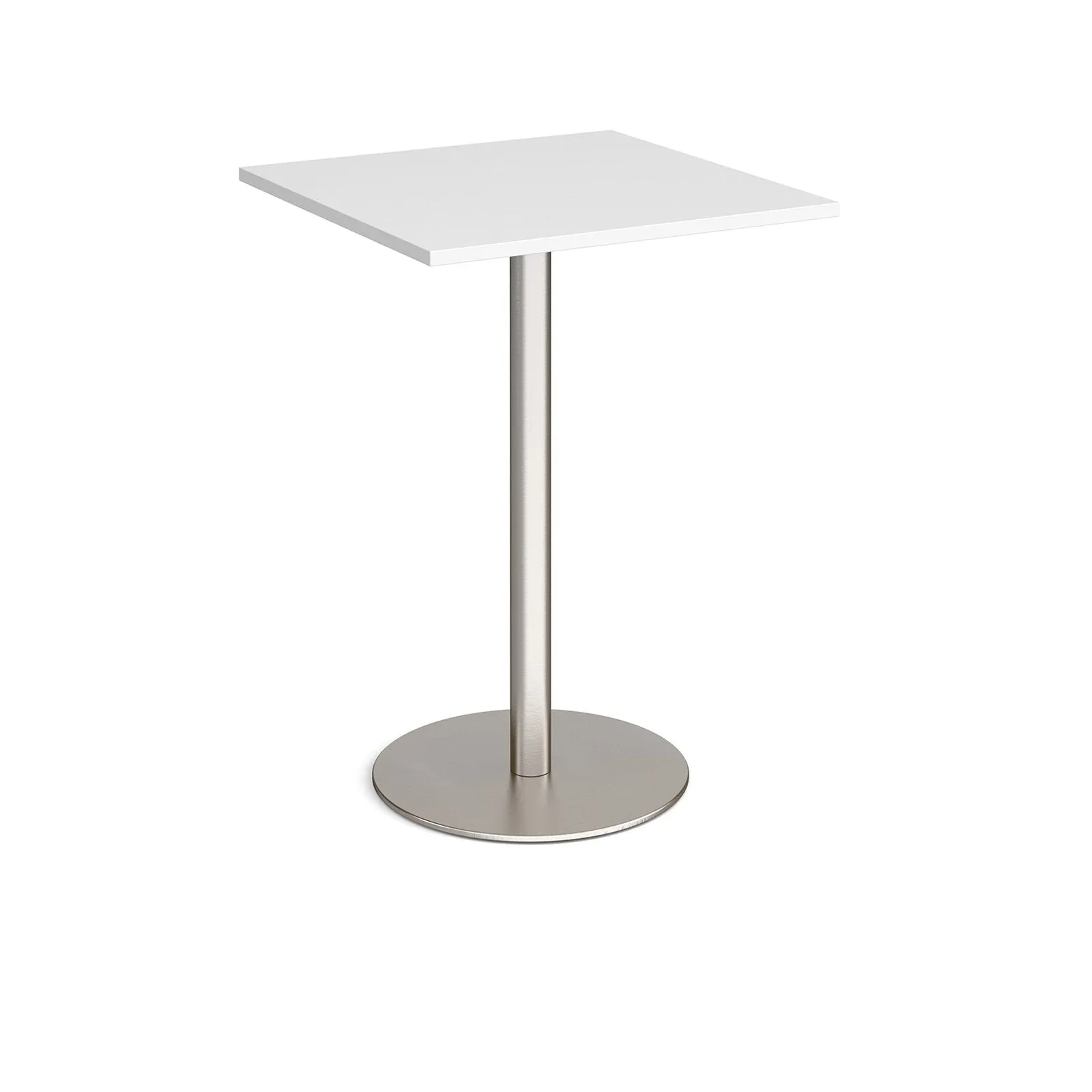 Monza square poseur table with flat round base