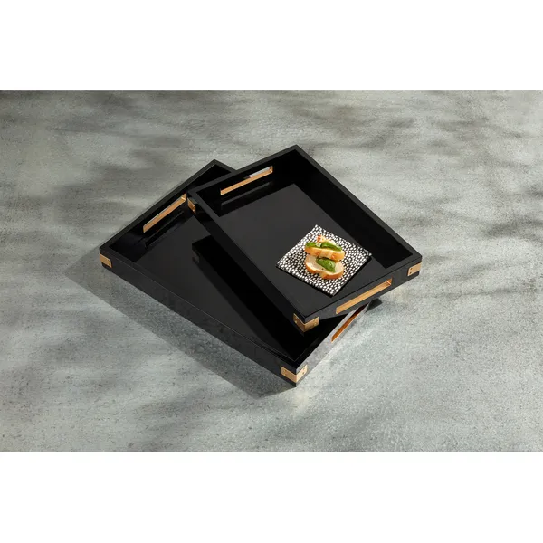 Mudpie Black Brass Lacquer Trays