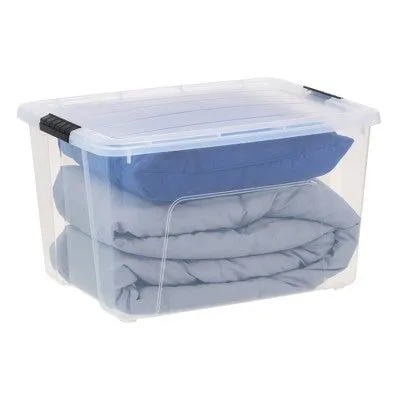 NEW - IRIS 60Qt 4pk Plastic Storage Bins With Lids and Latching Buckles