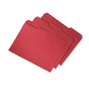 RECYCLED FILE FOLDERS, 1-3 CUT, DOUBLE PLY, LETTER, RED, 100CT-BOX (5 PER PACK)