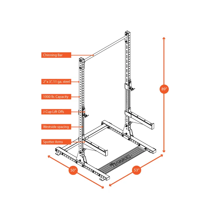 Rugged Series Half Rack (w Jcups/Spotter Arms)