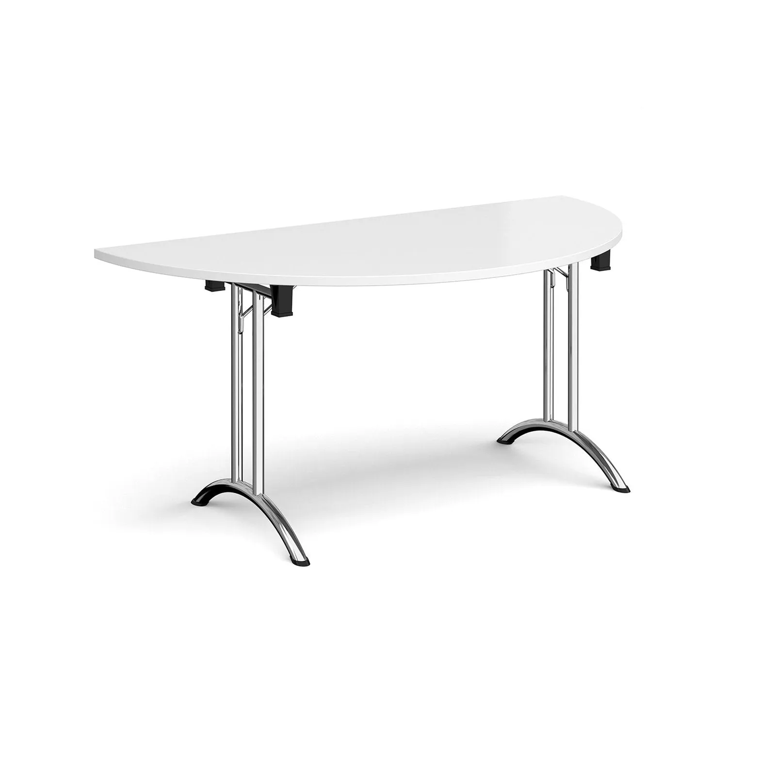 Semi circular folding leg table with curved foot rails