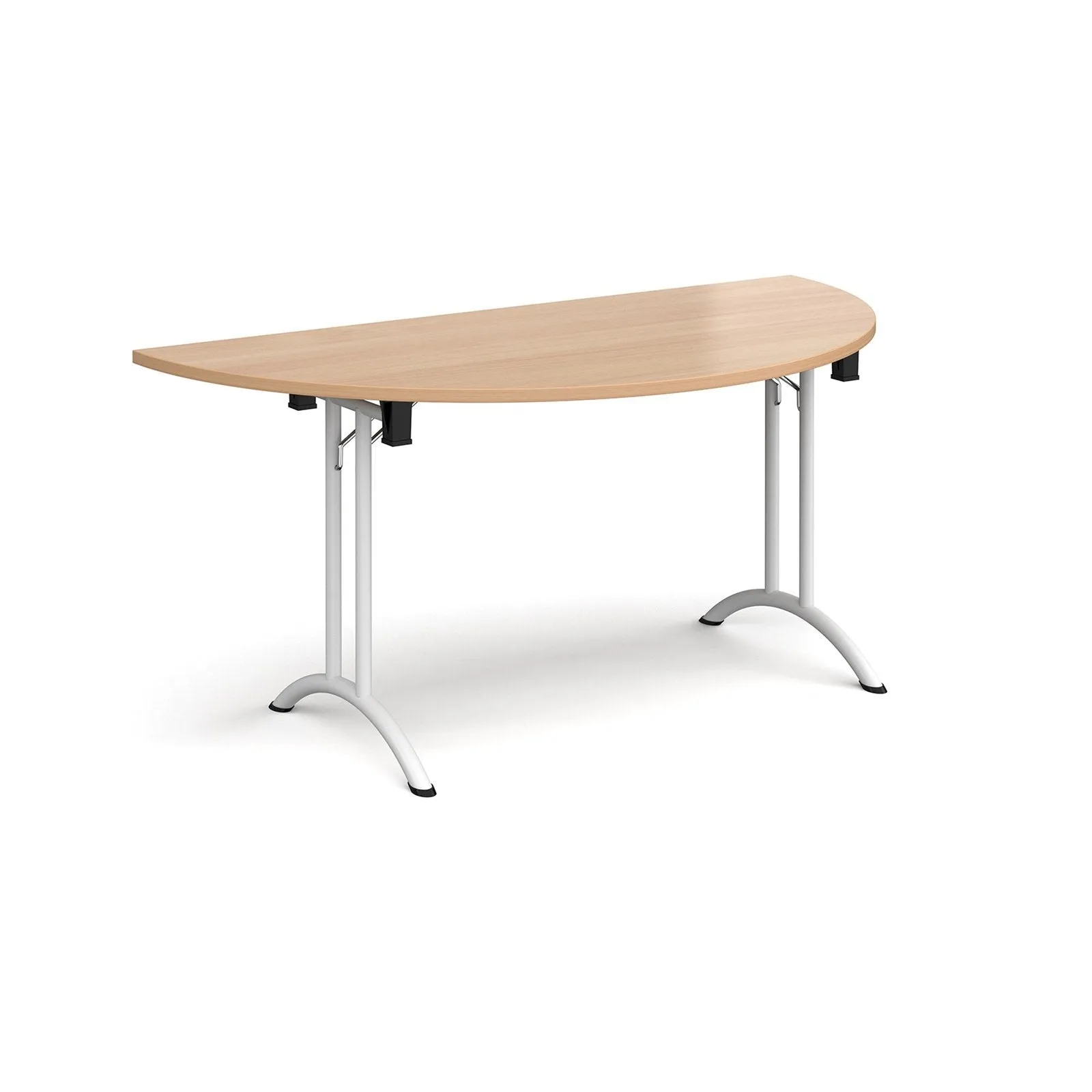 Semi circular folding leg table with curved foot rails