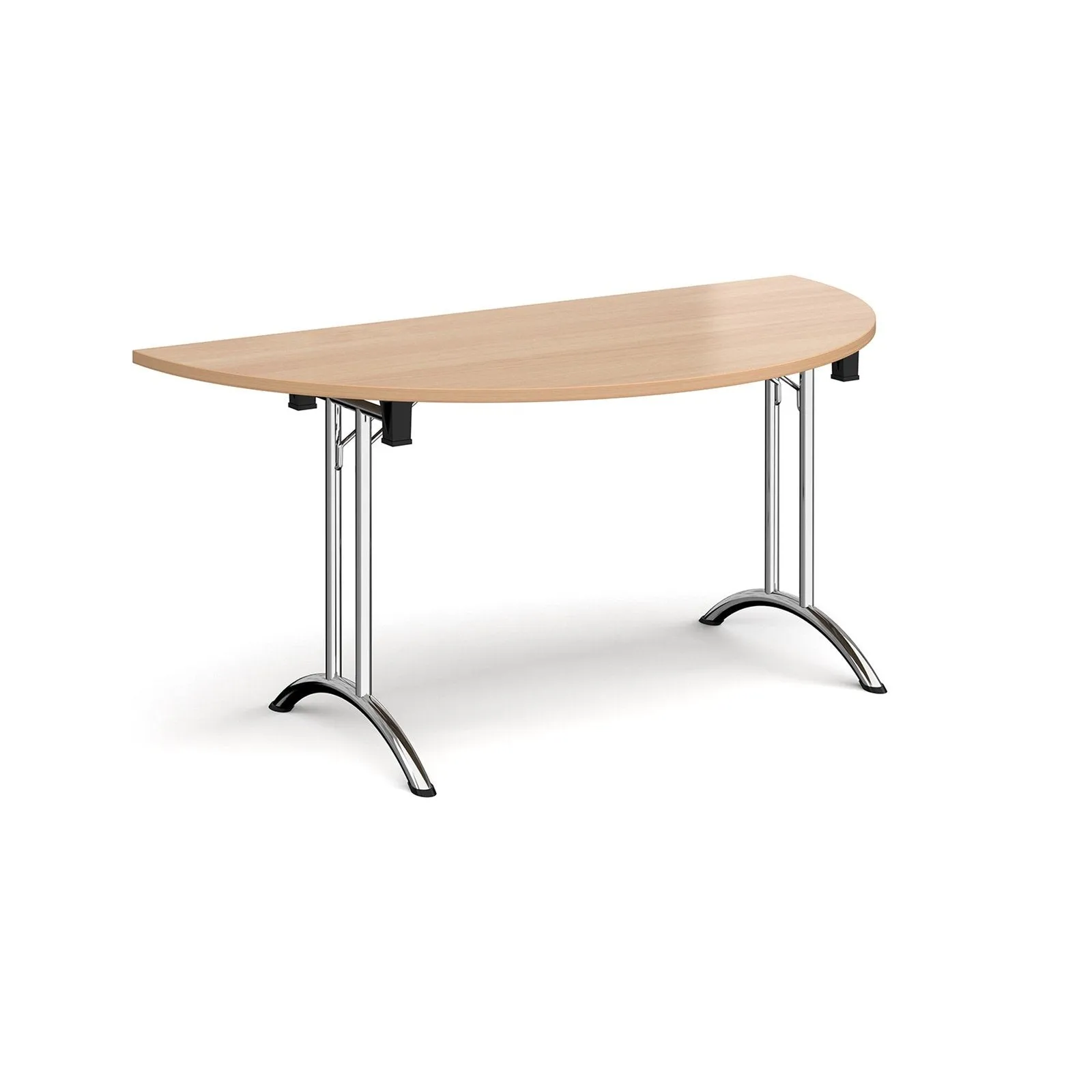 Semi circular folding leg table with curved foot rails