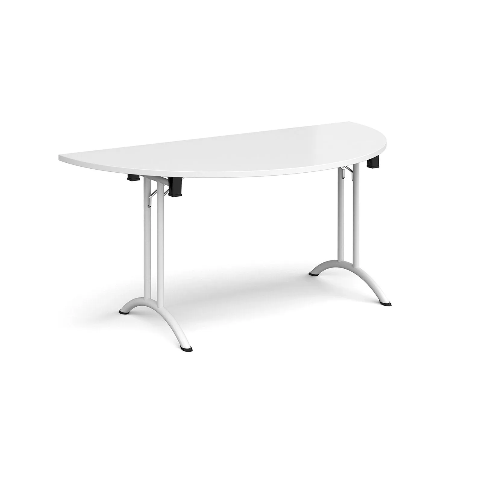 Semi circular folding leg table with curved foot rails