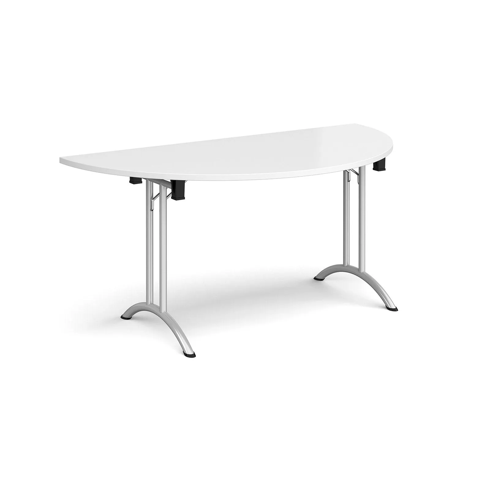 Semi circular folding leg table with curved foot rails