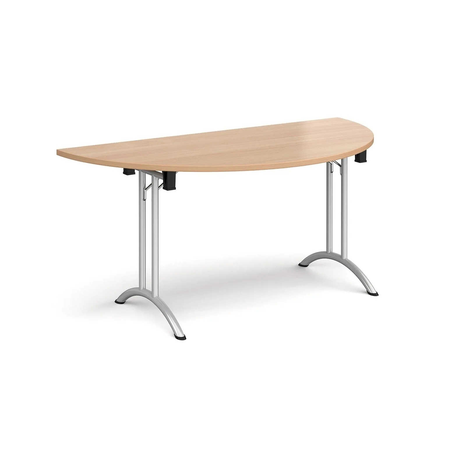 Semi circular folding leg table with curved foot rails