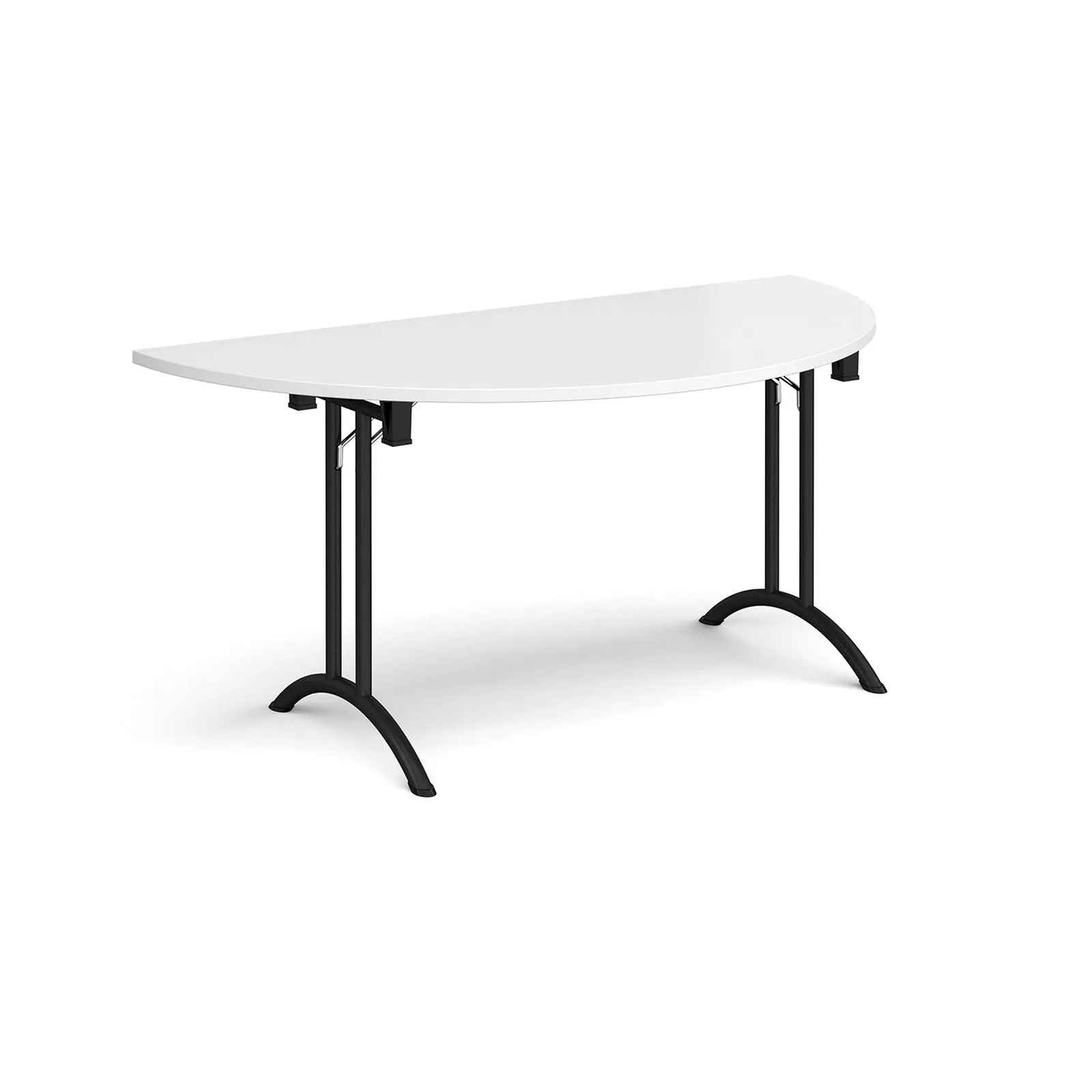 Semi circular folding leg table with curved foot rails