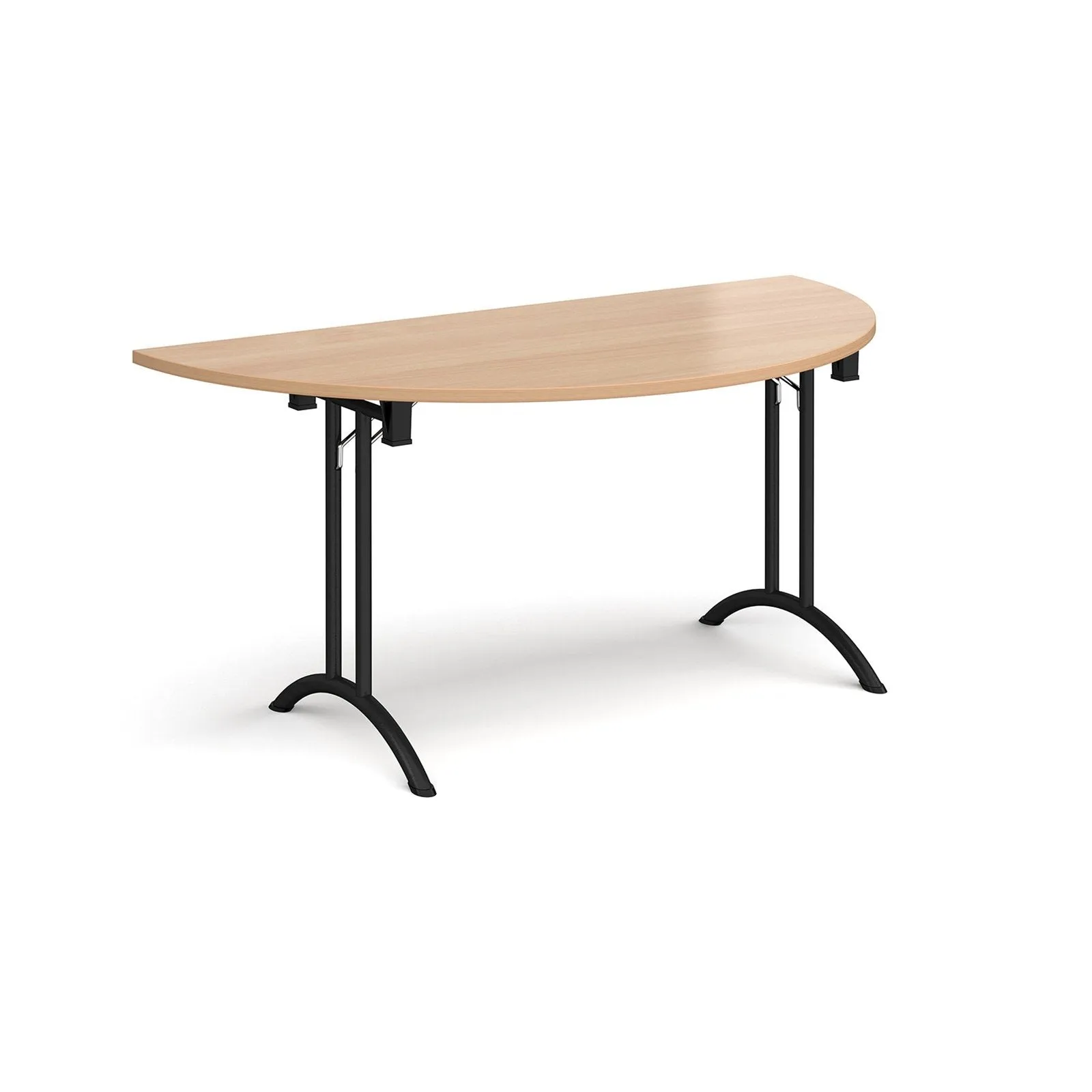 Semi circular folding leg table with curved foot rails