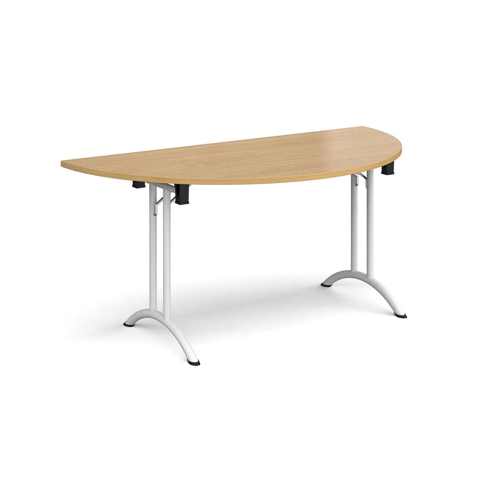 Semi circular folding leg table with curved foot rails