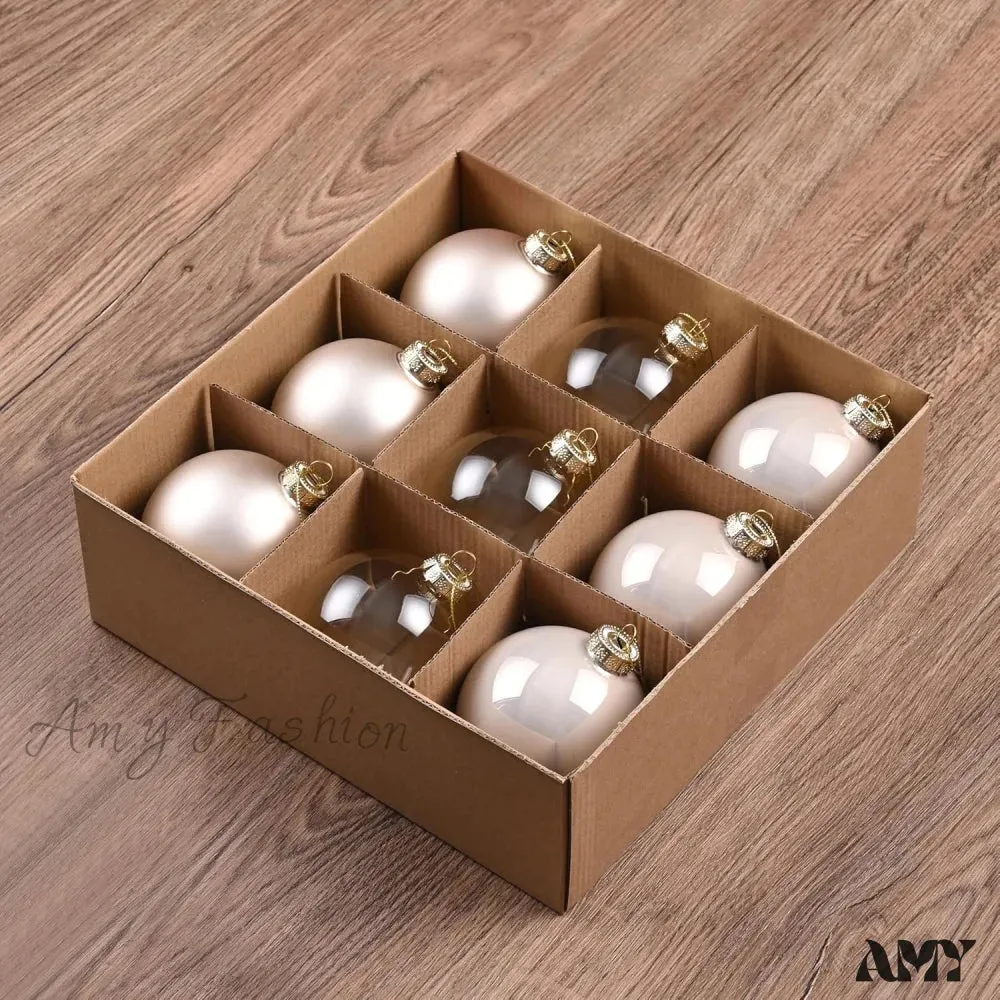 Set of 9 Brown Glass Christmas Ball Ornaments with Various Finishes