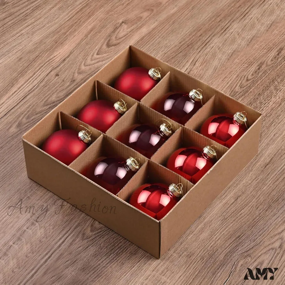 Set of 9 Brown Glass Christmas Ball Ornaments with Various Finishes