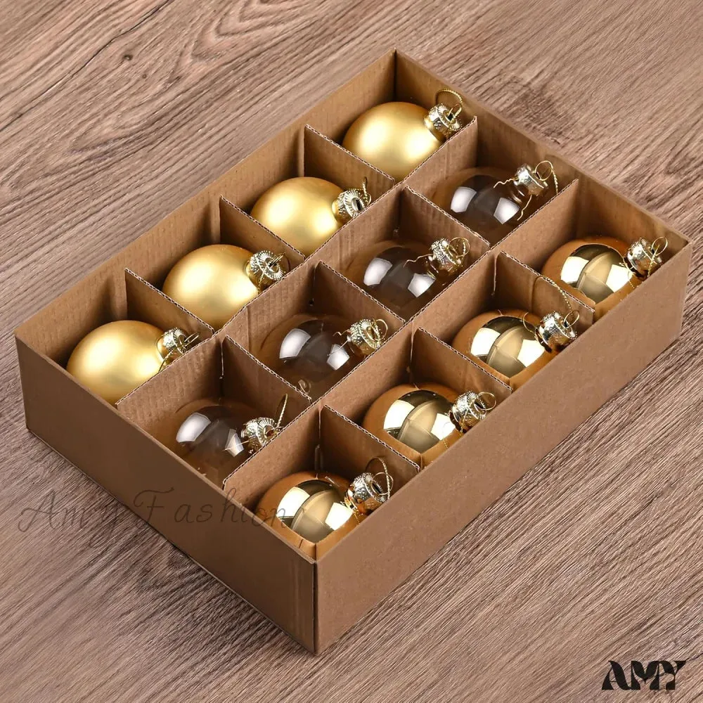 Set of 9 Brown Glass Christmas Ball Ornaments with Various Finishes