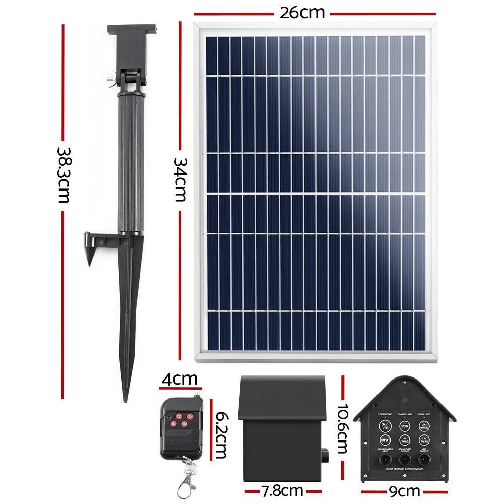 Solar Pond Pump with Battery Powered Submersible Kit LED Light & Remote 8.8 FT