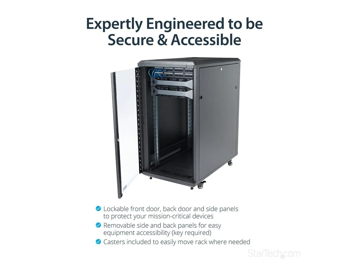 StarTech.com RK2236BKF 22U 36in Knock-Down Server Rack Cabinet