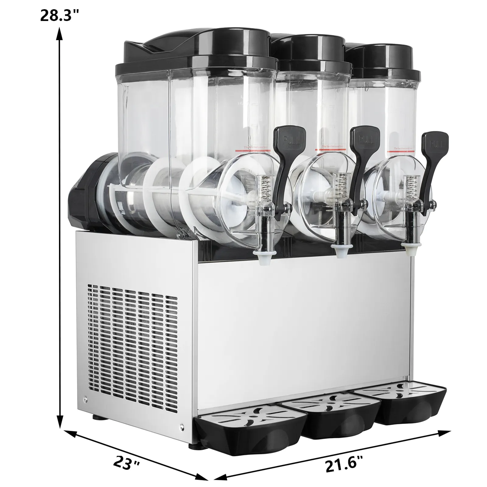 TECSPACE 45L 3 Tank 110V Commercial Slushy Machine 1100W Stainless Steel Margarita Smoothie Frozen Drink Maker