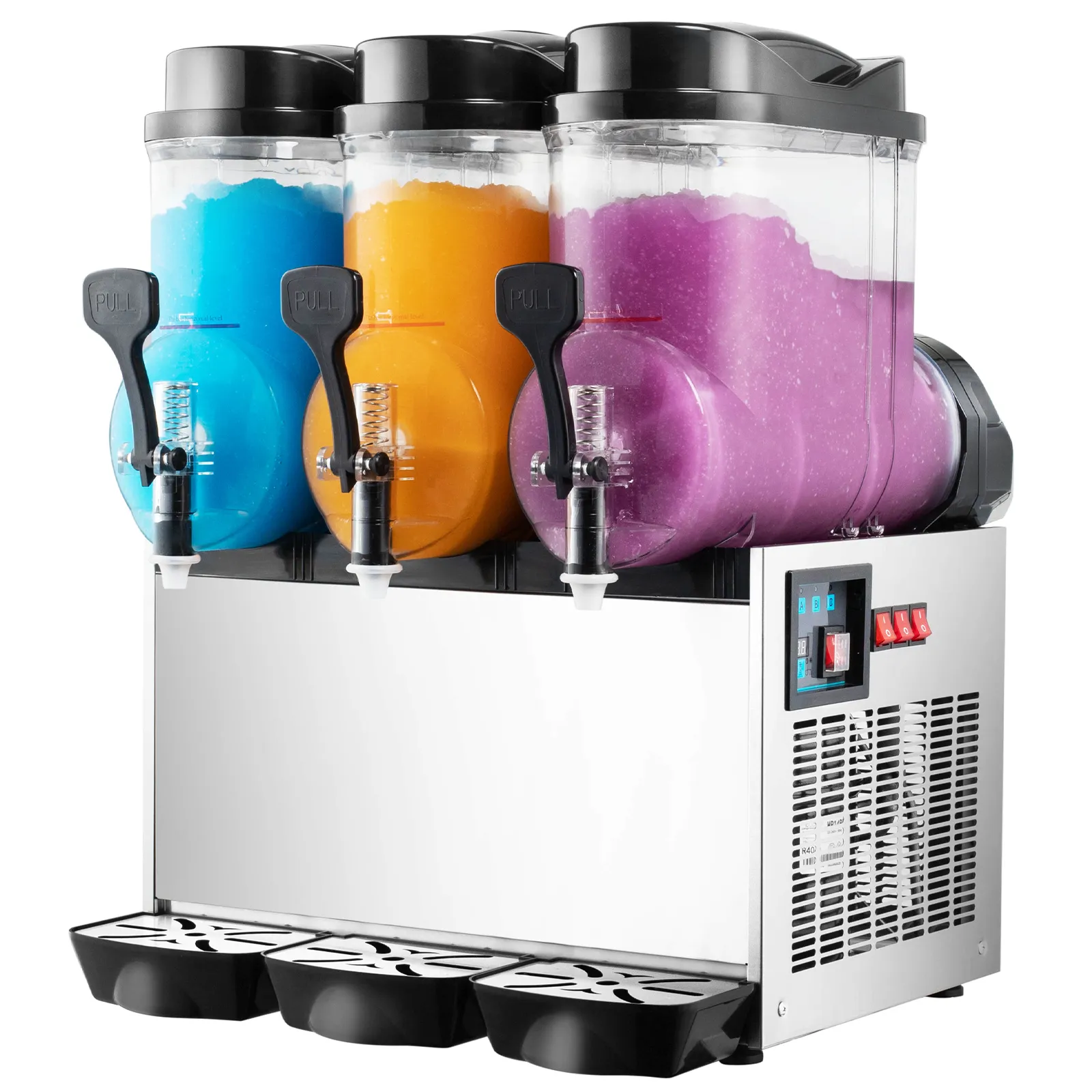 TECSPACE 45L 3 Tank 110V Commercial Slushy Machine 1100W Stainless Steel Margarita Smoothie Frozen Drink Maker