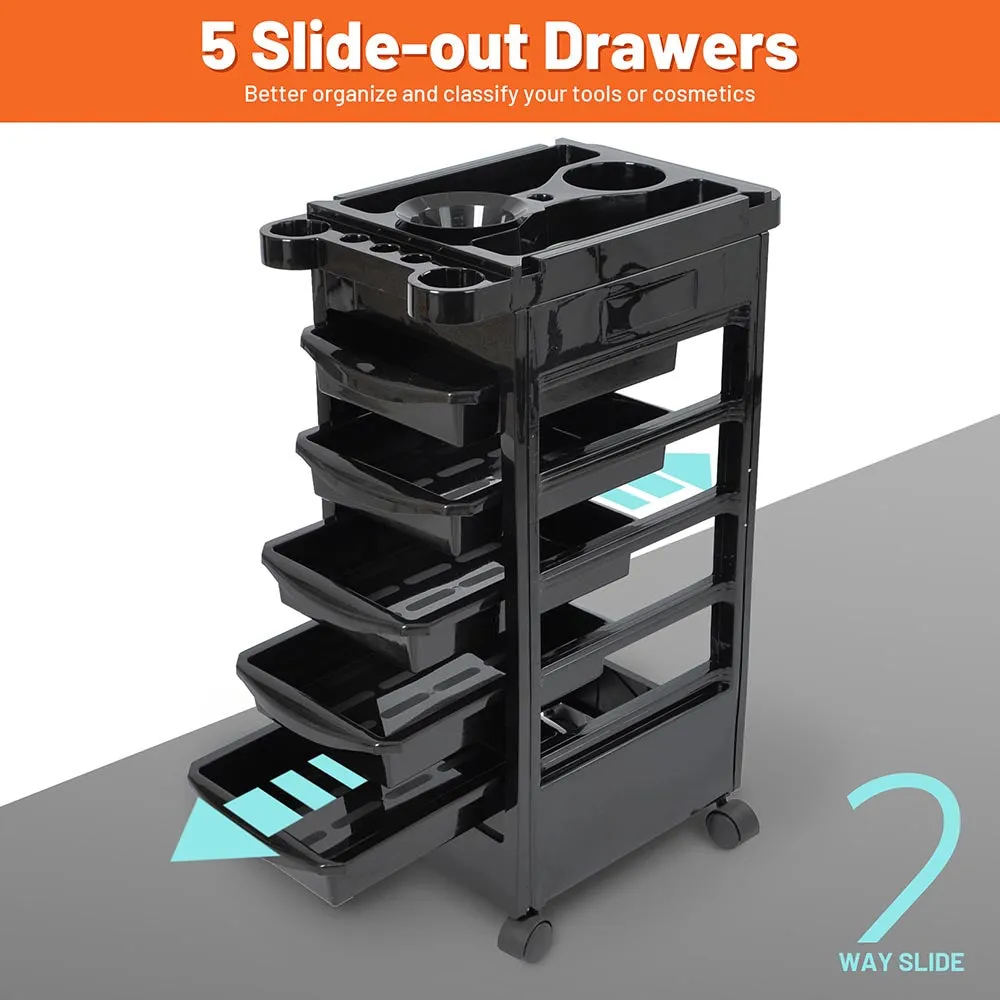 TheLAShop 5-Drawer Color Tray for Hair Salon Trolley Cart on Wheels