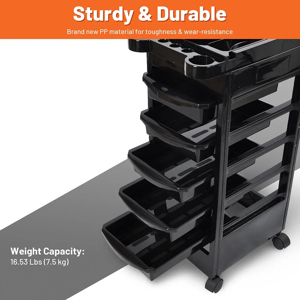 TheLAShop 5-Drawer Color Tray for Hair Salon Trolley Cart on Wheels