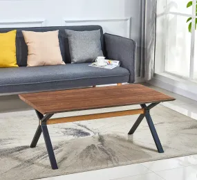 uberlyfe Coffee Table for Living Room, Cocktail Table, Center Table for Bedroom, Office | Teak Wood Finish | H Type, Large