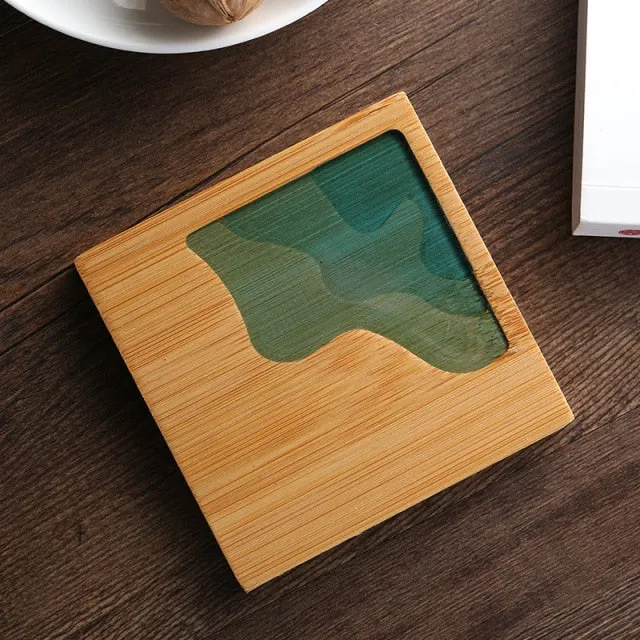 Water Art Insulated Bamboo Coasters