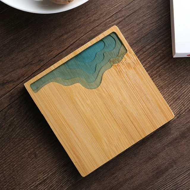 Water Art Insulated Bamboo Coasters