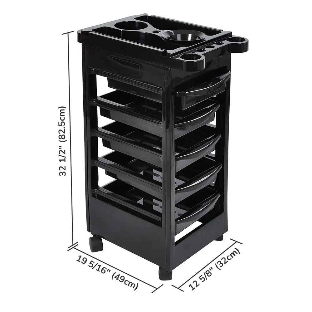 Yescom Salon Trolley Cart Storage Beauty Station w/ 5 Drawers